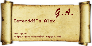 Gerendás Alex névjegykártya