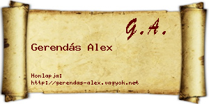 Gerendás Alex névjegykártya